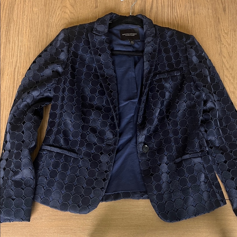 Banana Republic Dark Blue Polka Dot Blazer